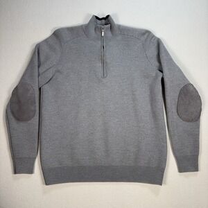 Galvin Green Merino‎ Wool 1/4 Zip Men's L Gray Elbow Patches Golf Pullover READ